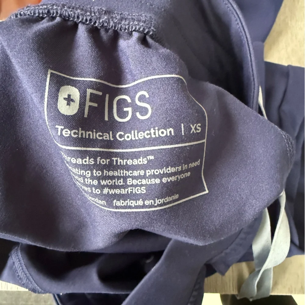 Figs Navy Blue Scrub Pants with Gray Ties - Picture 2 of 7